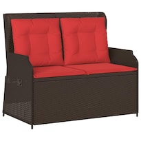 Banco De Patio Reclinable Vidaxl De Ratán Sintético Marrón Para 2 Personas - Venta Internacional.