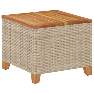 Foto 1 | Foto 1 | Mesa De Patio Casafoyer Beige De Poliratán Y Madera De Acacia 45x45x37 Cm - Venta Internacional.