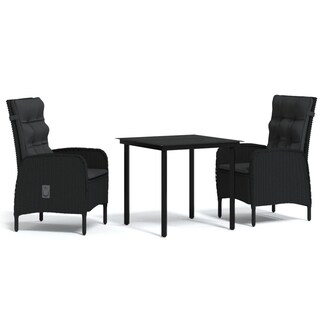 Foto 1 | Foto 1 | Juego De Comedor De Patio Casafoyer 3 Piezas Con Cojines Negro - Venta Internacional.