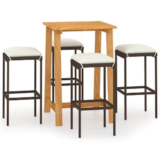 Foto 1 | Foto 1 | Set De Bar De Jardín Casafoyer 5 Piezas Con Cojines En Acacia Marrón - Venta Internacional.