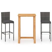 Juego De Bar Para Jardín Casafoyer 3 Piezas Con Cojines Gris De Madera De Acacia - Venta Internacional.