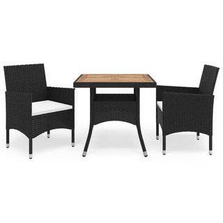 Foto 1 | Foto 1 | Conjunto De Comedor De Jardín Casafoyer En Polirratán Negro Y Madera De Acacia - Venta Internacional.