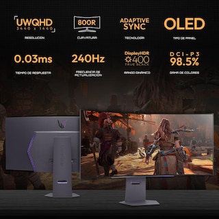 Foto 2 | Foto 2 | Monitor Gamer Curvo 45'' Lg Ultragear 45gx90sa-b 0.03ms 240hz Ultra Wide Qhd Oled Usb-c Displayport 1.4 Altavoces Adaptive Sync