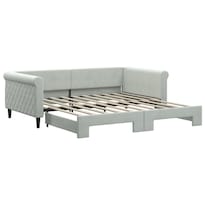 Sofá Cama Con Cama Nido Vidaxl En Terciopelo Gris Claro - Venta Internacional.