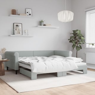 Foto 2 | Foto 2 | Sofá Cama Con Cama Nido Vidaxl En Terciopelo Gris Claro - Venta Internacional.