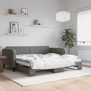 Foto 2 | Foto 2 | Cama Diván Moderna Vidaxl Con Cama Nido Estructura De Madera Maciza Gris Oscuro - Venta Internacional.