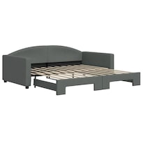 Cama De Día Vitaxl Tapizada Con Almacenamiento Y Extensión En Gris Oscuro - Venta Internacional.