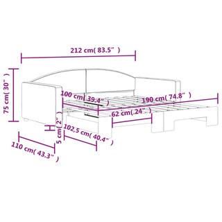 Foto 3 | Foto 3 | Cama De Día Vitaxl Tapizada Con Almacenamiento Y Extensión En Gris Oscuro - Venta Internacional.