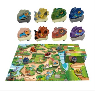 Foto 1 | Foto 1 | Juego Dinosaurio con Coches y Alfombra Verde 16 Piezas