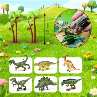 Foto 2 | Foto 2 | Juego Dinosaurio con Coches y Alfombra Verde 16 Piezas