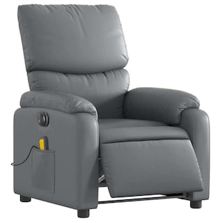 Foto 1 | Foto 1 | Sillón Reclinable Eléctrico Con Masaje Vidaxl De Cuero Sintético Gris - Venta Internacional.