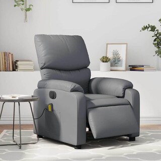 Foto 2 | Foto 2 | Sillón Reclinable Eléctrico Con Masaje Vidaxl De Cuero Sintético Gris - Venta Internacional.
