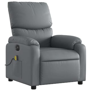 Foto 5 | Foto 5 | Sillón Reclinable Eléctrico Con Masaje Vidaxl De Cuero Sintético Gris - Venta Internacional.