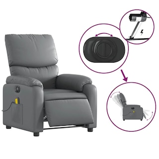 Foto 7 | Foto 7 | Sillón Reclinable Eléctrico Con Masaje Vidaxl De Cuero Sintético Gris - Venta Internacional.