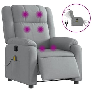 Foto 3 | Foto 3 | Sillón Reclinable Eléctrico Con Masaje Vidaxl En Tela Gris Claro - Venta Internacional.