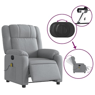 Foto 6 | Foto 6 | Sillón Reclinable Eléctrico Con Masaje Vidaxl En Tela Gris Claro - Venta Internacional.