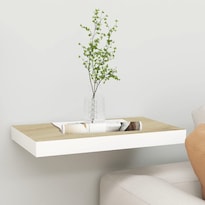 Estante De Pared Flotante Skm En Roble Y Blanco 50x23x4 Cm Mdf - Venta Internacional.