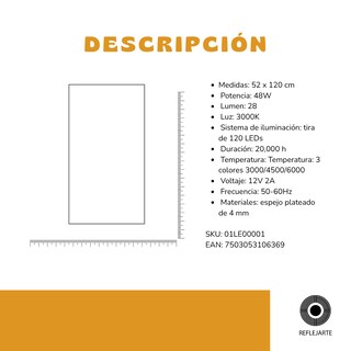 Foto 4 | Foto 4 | Espejo Rectangular Decorativo Con Luz Led