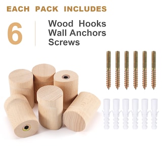 Foto 6 | Foto 6 | Ganchos De Pared Bsdonte Wood Paquete De 6 Ganchos Para Abrigos De Madera Natural - Venta Internacional.
