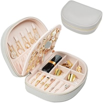 Caja De Joyería Procase Tamaño De Viaje En Forma De Concha De Mar De Cuero Pu - Venta Internacional.