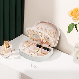 Foto 2 | Foto 2 | Caja De Joyería Procase Tamaño De Viaje En Forma De Concha De Mar De Cuero Pu - Venta Internacional.