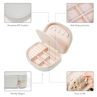 Foto 5 | Foto 5 | Caja De Joyería Procase Tamaño De Viaje En Forma De Concha De Mar De Cuero Pu - Venta Internacional.