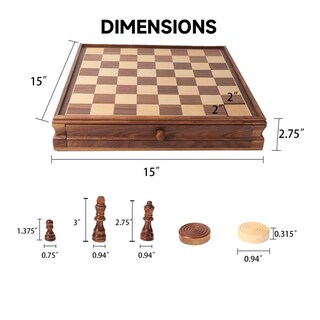 Foto 5 | Foto 5 | Set Combinado De Juego De Ajedrez Y Damas Juego Gse De 15 Pulgadas - Venta Internacional.