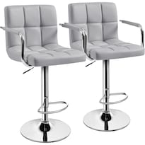 Taburetes De Bar Yaheetech Juego De 2 Unidades Piel Sintética Color Gris Claro - Venta Internacional.