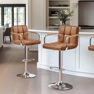 Foto 2 | Foto 2 | Set De 2 Taburetes De Bar Yaheetech De Cuero Pu Ajustables Y Giratorios - Venta Internacional.