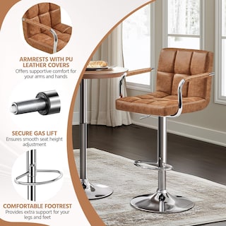 Foto 6 | Foto 6 | Set De 2 Taburetes De Bar Yaheetech De Cuero Pu Ajustables Y Giratorios - Venta Internacional.