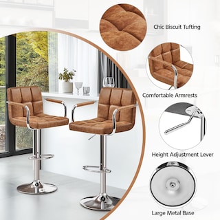 Foto 7 | Foto 7 | Set De 2 Taburetes De Bar Yaheetech De Cuero Pu Ajustables Y Giratorios - Venta Internacional.