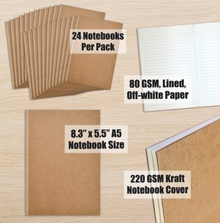 Foto 6 | Foto 6 | Libretas Better Office Products Kraft A5 60 Páginas 80gsm Paquete De 24 - Venta Internacional.