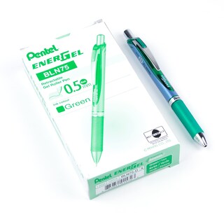 Foto 1 | Foto 1 | Bolígrafo Pentel Energel Deluxe Rtx Retráctil Gel Líquido Punta Fina Tinta Verde X12 - Venta Internacional.
