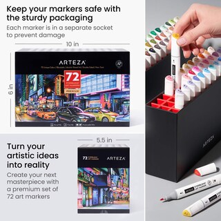 Foto 6 | Foto 6 | Set De Marcadores De Alcohol Para Arte Arteza Everblend 72 Colores Con Caja - Venta Internacional.