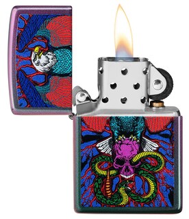 Foto 3 | Foto 3 | Encendedor De Bolsillo Zippo Con Diseño Iridiscente De Águila Serpiente Y Calavera - Venta Internacional.