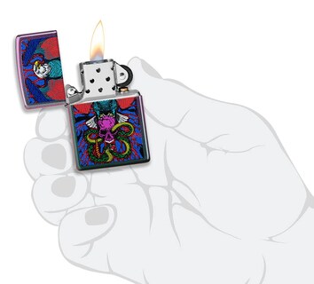 Foto 5 | Foto 5 | Encendedor De Bolsillo Zippo Con Diseño Iridiscente De Águila Serpiente Y Calavera - Venta Internacional.