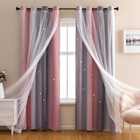 Cortinas Blackout Xidi Dream Star Para Cuarto Infantil Rosa Y Gris - Venta Internacional.