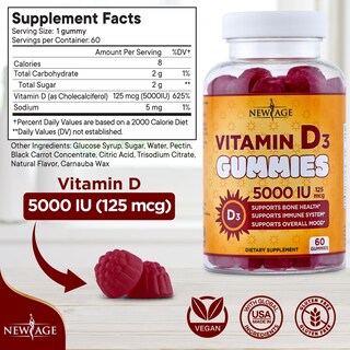 Foto 2 | Foto 2 | Gomitas De Vitamina D3 New Age 5000 Ui 125 Mcg (paquete De 3) - Venta Internacional.