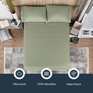 Foto 4 | Foto 4 | Sábana Matrimonial Esquimal Verde 4 Piezas