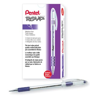 Foto 1 | Foto 1 | Bolígrafo Pentel R.s.v.p. Stick 1 Mm Tinta Violeta X12 - Venta Internacional.