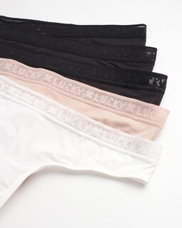 Foto 3 | Foto 3 | Calzón Tipo Tanga De Microfibra Para Mujer Lucky Brand Paquete De 5 Talla L - Venta Internacional.