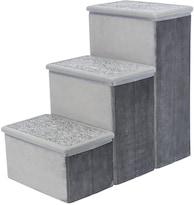 Pet Stairs Trixie Velour De 3 Peldaños Con Almacenamiento Para Juguetes Para Mascotas Color Gris - Venta Internacional.