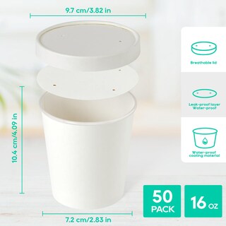 Foto 2 | Foto 2 | Recipientes Para Sopa Jolly Party Papel De 16 Onzas Con Tapas 50 Unidades Color Blanco - Venta Internacional.