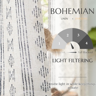 Foto 4 | Foto 4 | Cortinas Jinchan Boho Negras 244 Cm De Largo 2 Paneles Para Dormitorio - Venta Internacional.