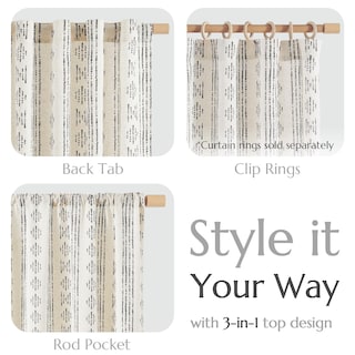 Foto 5 | Foto 5 | Cortinas Jinchan Boho Negras 244 Cm De Largo 2 Paneles Para Dormitorio - Venta Internacional.