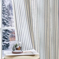 Cortinas Jinchan De Mezcla De Lino A Rayas Azul/beige 214x213 Cm 2 Paneles - Venta Internacional.