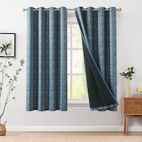 Cortinas Jinchan Blackout 95% Boho 137x137 Cm Blanco/azul - Venta Internacional.