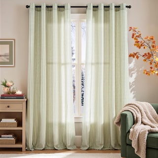 Foto 2 | Foto 2 | Cortinas Jinchan Mezcla De Lino Verde/beige 2 Paneles 244x127 Cm - Venta Internacional.