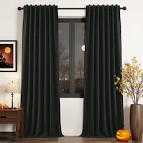Cortinas Blackout Joydeco De Lino 100% Oscurecimiento 213x213 Cm 2 Paneles - Venta Internacional.