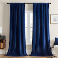 Juego De Cortinas Joydeco De Terciopelo Azul 229 Cm De Longitud 2 Paneles Burg - Venta Internacional.